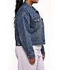 Azalea Wang Plus Size Gramercy-Denim Antique Gold Flat Stud Point Collar Jean Jacket - Image 4