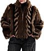 Azalea Wang Plus Size Inez Striped Faux Fur Collared Filled Statement Jacket - Image 1