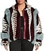 Azalea Wang Plus Size Inez Striped Faux Fur Collared Filled Statement Jacket - Image 1