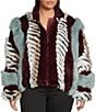 Azalea Wang Plus Size Inez Striped Faux Fur Collared Filled Statement Jacket - Image 2