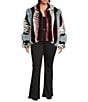 Azalea Wang Plus Size Inez Striped Faux Fur Collared Filled Statement Jacket - Image 4