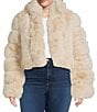 Azalea Wang Plus Size Jolene Faux Fur Hooded Filled Jacket, Color:Beige - Image 1