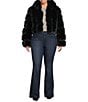 Azalea Wang Plus Size Jolene Faux Fur Hooded Filled Jacket, Color:Black - Image 4