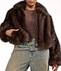 Azalea Wang Plus Size Kessia-Chocolate Faux Fur Collar Neck Oversize Fit Jacket - Image 1