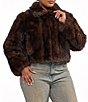 Azalea Wang Plus Size Kessia-Chocolate Faux Fur Collar Neck Oversize Fit Jacket - Image 4