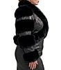 Azalea Wang Plus Size Loverboy-Black Faux Fur Leather Open Lapel Cropped Jacket - Image 3