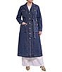 Azalea Wang Plus Size Lucienne-Denim Point Collar Belted Button Front Trench Coat - Image 1