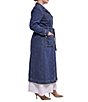Azalea Wang Plus Size Lucienne-Denim Point Collar Belted Button Front Trench Coat - Image 3