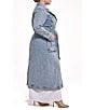 Azalea Wang Plus Size Lucienne-Light Denim Notch Collar Belted Button Front Trench Coat - Image 4