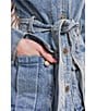 Azalea Wang Plus Size Lucienne-Light Denim Notch Collar Belted Button Front Trench Coat - Image 5