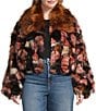 Azalea Wang Plus Size Molly Retro Faux Fur Shawl Collared Oversize Crop Jacket, Color:Pastel Red - Image 1