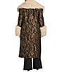Azalea Wang Plus Size Otelia Brocade Faux Sherpa Belted Trench Coat, Color:Black - Image 3