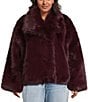 Azalea Wang Plus Size Regina Faux Fur Wing Collar Oversize Snap Front Jacket, Color:Burgundy - Image 2
