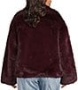 Azalea Wang Plus Size Regina Faux Fur Wing Collar Oversize Snap Front Jacket, Color:Burgundy - Image 3