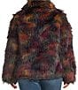 Azalea Wang Plus Size Remme Faux Fur Abstract Print Shawl Collar Oversize Fit Jacket, Color:Burgundy - Image 3