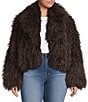 Azalea Wang Plus Size Ruperta Faux Sherpa Shawl Collared Oversize Single Breasted Jacket, Color:Dark Brown - Image 1