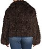 Azalea Wang Plus Size Ruperta Faux Sherpa Shawl Collared Oversize Single Breasted Jacket, Color:Dark Brown - Image 3
