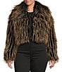 Azalea Wang Plus Size Saoirse Faux Fur Oversize Collared Cropped Bolero Jacket, Color:Black - Image 1