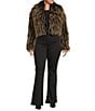 Azalea Wang Plus Size Saoirse Faux Fur Oversize Collared Cropped Bolero Jacket, Color:Black - Image 4
