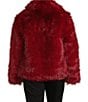 Azalea Wang Plus Size Simona Faux Fur Oversize Shawl Collar Open Front Jacket, Color:Red - Image 2