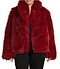 Azalea Wang Plus Size Simona Faux Fur Oversize Shawl Collar Open Front Jacket, Color:Red - Image 1