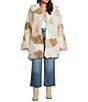 Azalea Wang Plus Size Taher Faux Fur Patchwork Shawl Collar Oversize Trench Coat, Color:Beige - Image 4