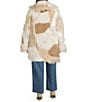 Azalea Wang Plus Size Taher Faux Fur Patchwork Shawl Collar Oversize Trench Coat, Color:Beige - Image 5