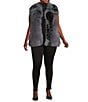 Azalea Wang Plus Size Vanesa Raccoon Pattern Faux Fur Shawl Collar Oversize Zip Front Vest, Color:Grey - Image 4