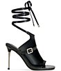 Azalea Wang Previa Croco Print Ankle Wrap Tie Toe Loop Dress Sandals - Image 2