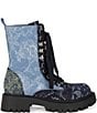 Azalea Wang Providence Mixed Print Denim Combat Boots - Image 2