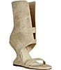 Azalea Wang Raffaello Sculpted Wedge Mid Calf Open Toe Booties - Image 1