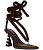 Azalea Wang Ramiel Ankle Wrap Stripe Heel Thong Sandals - Image 1