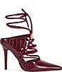Azalea Wang Ramona Croco Embossed Ankle Tie Pointed Toe Pumps - Image 2