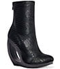 Azalea Wang Rapture Snake Embossed Open Curved Wedge Booties - Image 1