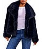 Azalea Wang Regina-Navy Oversize Shawl Collar Faux Fur Jacket - Image 6