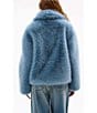 Azalea Wang Regina Sky Blue Faux Fur Shawl Collar Button Front Jacket, Color:Skyblue - Image 2