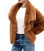 Azalea Wang Regina Tan Faux Fur Oversize Collar Snap Front Jacket, Color:Tan - Image 4
