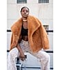Azalea Wang Regina Tan Faux Fur Oversize Collar Snap Front Jacket, Color:Tan - Image 6