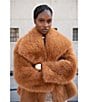 Azalea Wang Regina Tan Faux Fur Oversize Collar Snap Front Jacket, Color:Tan - Image 7
