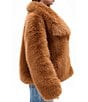 Azalea Wang Regina Tan Faux Fur Oversize Collar Snap Front Jacket, Color:Tan - Image 3