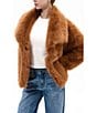 Azalea Wang Regina Tan Faux Fur Oversize Collar Snap Front Jacket, Color:Tan - Image 4