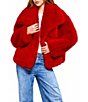 Azalea Wang Reginia-Red Oversize Shawl Collar Snap Front Jacket - Image 1