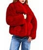 Azalea Wang Reginia-Red Oversize Shawl Collar Snap Front Jacket - Image 2