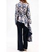 Azalea Wang Rexa Baroque Pattern Notch Collar Asymmetrical A-Line Jacket, Color:Beige Multi - Image 2