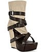 Azalea Wang Rothko Canvas Wraparound Straps Sandal Booties - Image 1