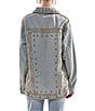 Azalea Wang Sable Studded Gold Point Collar Denim Oversized Jacket - Image 2