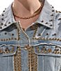 Azalea Wang Sable Studded Gold Point Collar Denim Oversized Jacket - Image 4