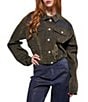 Azalea Wang Sampson Point Collar Drawstring Denim Jacket - Image 1