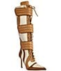 Azalea Wang Schumacher Colorblock Lace Up Pointed Toe Tall Boots - Image 1