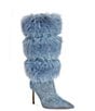 Azalea Wang Senae Faux Fur Shaft Pointed Toe Tall Dress Boots - Image 1